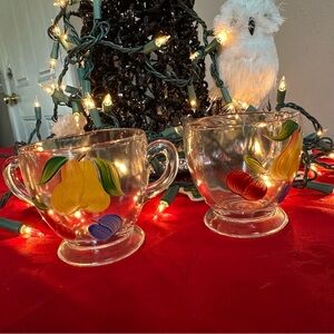 Glass Bartlett Collin’s Sugar and Creamer Set with Fruit Design.  Vintage 1950’s